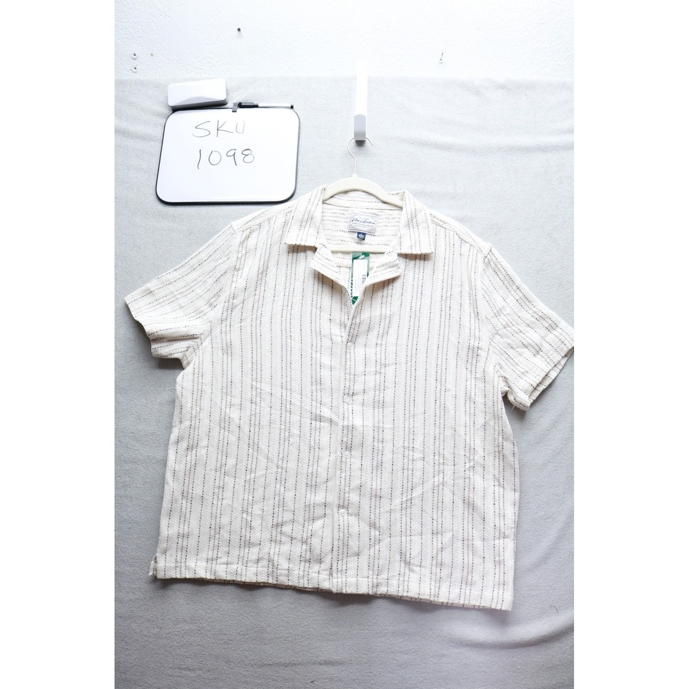 Flag & Anthem Shirt Mens L Off-White Newcomb Textured Camp SS SP26WS3588ST